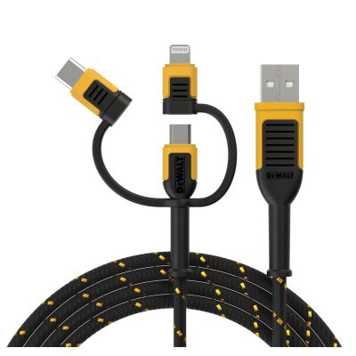 Dewalt USB-Kabel USB-A - USB-C + microUSB + Lightning 1,8 m Schwarz (DXMA131-1356-DWG)