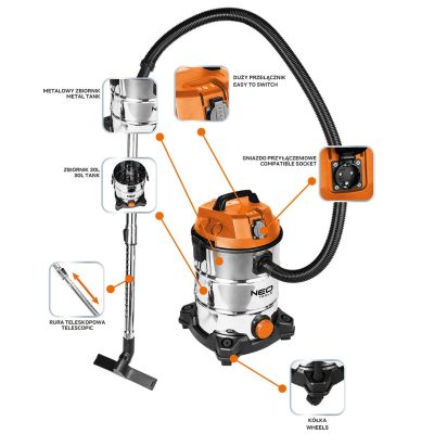 NEO TOOLS STAUBSAUGER 1400 W 30 L