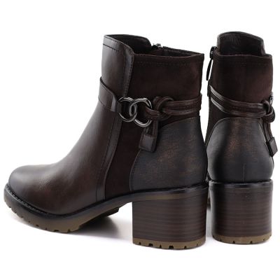 4. Gefütterte Damen-Ankle-Boots mit Blockabsatz, braun, Potocki SZ12873