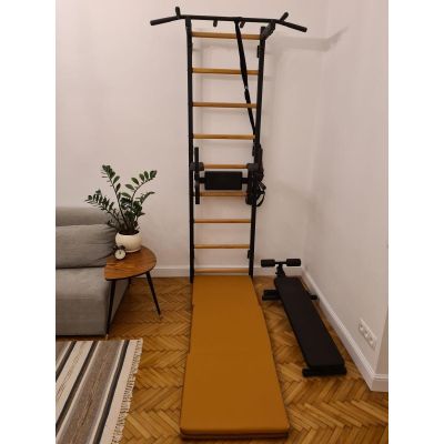 60. Zusammenklappbare Turnmatte, braun, 180 cm, Bank
