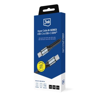 8. 3mk Hyper Cable N-SERIES USB-C / USB-C 3m PD 3.0 QC 3.0 20V / 5A 100W - schwarz