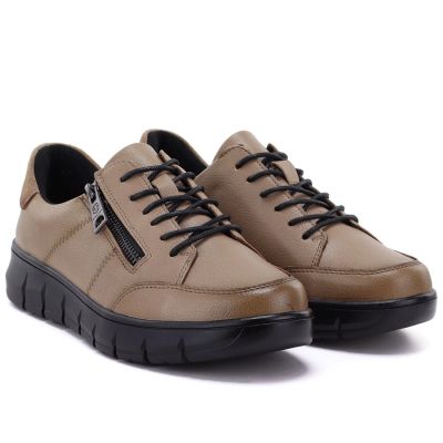 8. Damen-Plateauschuhe aus beigefarbenem Leder, Modell Vinceza 133130