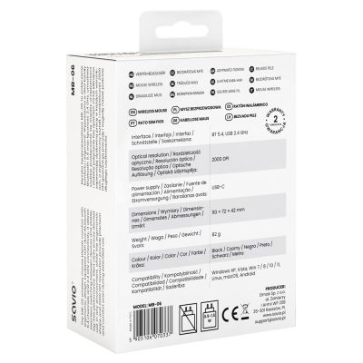 7. SAVIO Drahtlose Bluetooth 2,4 GHz ergonomische Maus MB-06