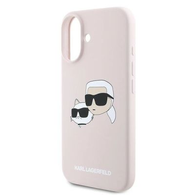 6. Karl Lagerfeld Silikon Nauble Heads Print MagSafe Case für iPhone 16 Plus - Pink