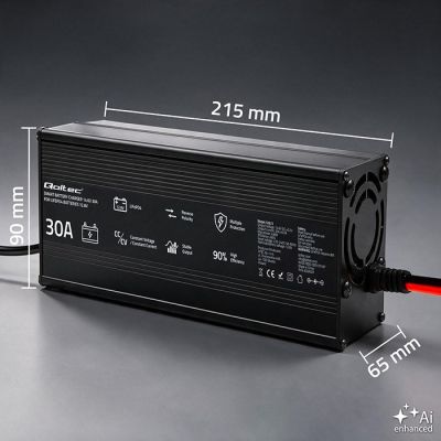 5. Qoltec Spezialladegerät für LiFePO4-Akkus 12 V | 30 A | PF 0,9 | LED | Intelligentes Laden
