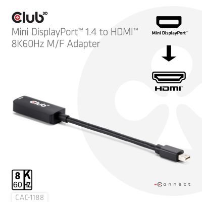 4. CLUB3D CAC-1188 Kabeladapter 0,09 m Mini DisplayPort HDMI Schwarz