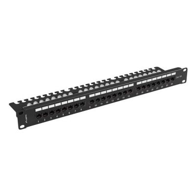 2. Patchpanel mit 24 Ports, 1 HE, 19 Zoll, Kategorie 6A UTP, mit Kabelorganisator, schwarz, LANBERG