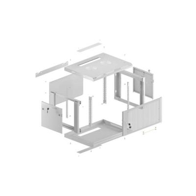 8. LANBERG Wandregalschrank 19" 6U 600x600 GRAU PERFORATIONSTÜR (BAUFLAUF)