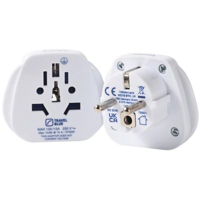 2. TRAVEL BLUE Universal-Reiseadapter WORLD -> SCHUKO, 2 Stück