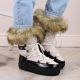 12. Plateau-Schneestiefel mit Schnürung und Fell Vinceza W JAN262 beige