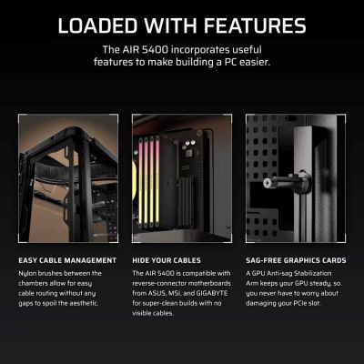 12. Corsair AIR 5400 LX-R LINK Tempered Glass Mid-Tower-Gehäuse, Schwarz