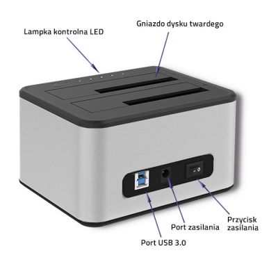 8. QOLTEC Dockingstation für 2 Festplatten 2x HDD/SSD 2,5"/3,5" SATA | USB 3.0 | KLONEN