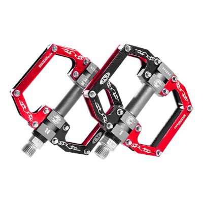 2. Rockbros 2010-12SBKR Aluminium-Fahrradpedale mit abgedichteten Lagern – Schwarz und Rot