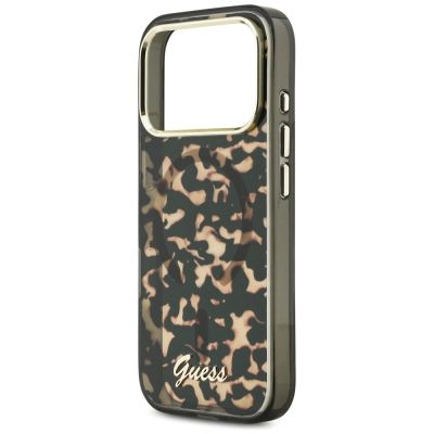 6. Guess IML Script Metal MagSafe Hülle für iPhone 17 Pro – Schwarz und Braun