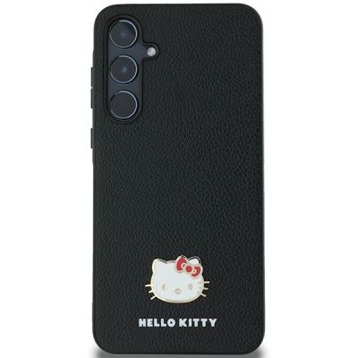 3. Hello Kitty Metal Logo Kitty Head Hülle für Samsung Galaxy A55 – Schwarz