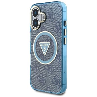 2. Guess IML Metal Glitter 4G Circle Triangle MagSafe Case für iPhone 16 - Blau