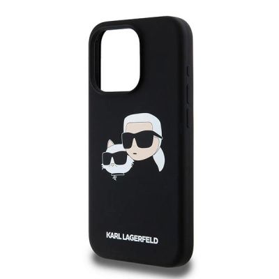 6. Karl Lagerfeld Silikon Karl&Choupette MagSafe Hülle für iPhone 15 Pro Max – Schwarz