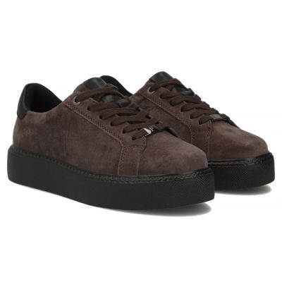 5. Damen-Plateau-Sneaker aus Leder, braun, Filippo DP6119