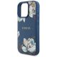 6. Guess Grained Printed Flower Pattern MagSafe Case für iPhone 16 Pro Blau
