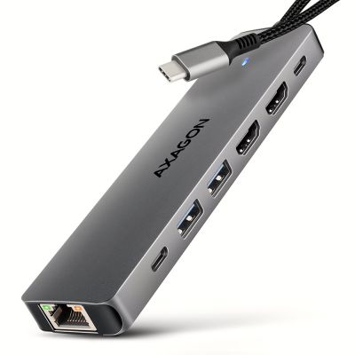 9. Axagon HMC-7HX2 USB-Hub USB 3.2 Gen 1 (3.1 Gen 1) Typ-C Grau