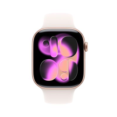 2. Apple Watch Series 11 GPS 46 mm Gehäuse aus roségoldenem Aluminium mit hellrosa Sportarmband – M/L