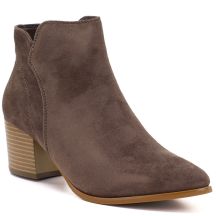 Damen-Stiefeletten mit Absatz aus braunem Veloursleder M.Daszyński MR2624-1