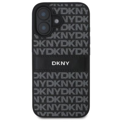3. DKNY Texture Pattern Tonal Stripe Hülle für iPhone 16 – Schwarz