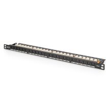 Digitus High-Density-Patchpanel 19" 24 x RJ45, LSA horizontal, Kat. 6, ungeschirmt, 0,5 HE, schwarz, Kabelführung