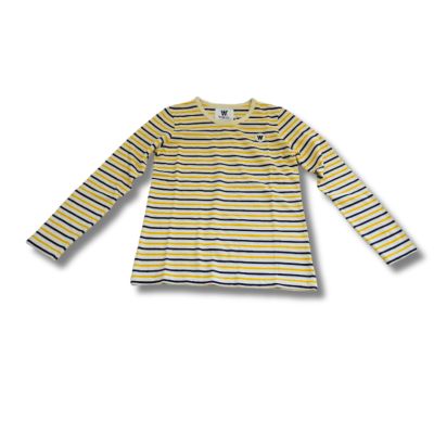 Wood Wood Kim Langarmshirt mit cremeweißen/gelben Streifen - 10235409-2323-Stripes