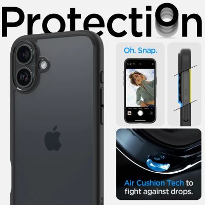 12. Spigen Ultra Hybrid-Hülle für iPhone 16 – mattschwarz