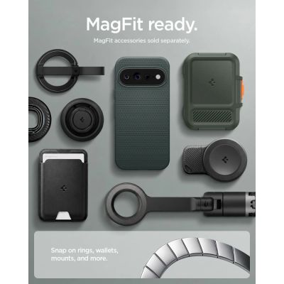 11. Spigen Liquid Air Mag MagSafe Hülle für Google Pixel 11 Pro XL – Dunkelgrün