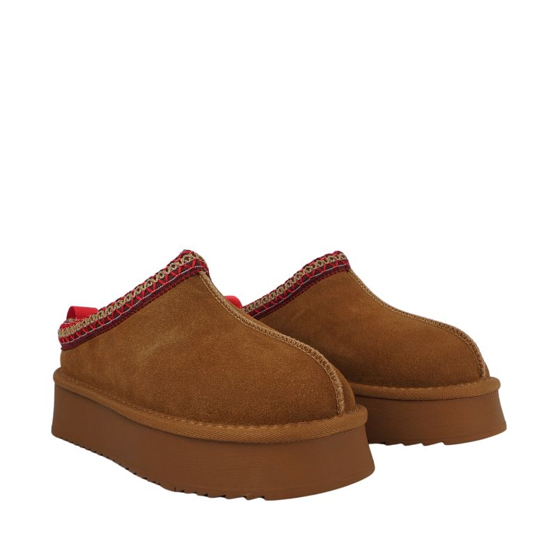 2. Damen-Lederschuhe Solo Soprani Couture Sabot Pelz Hugh Plateau hellbraun SSW421P22 51