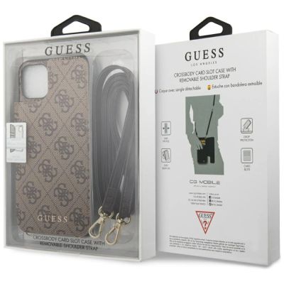 6. Guess 4G Crossbody-Hülle für iPhone 11 Pro Max – Braun