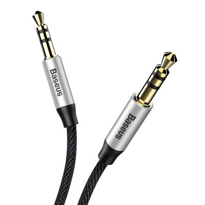 8. Baseus Yiven M30 Stereo AUX 3,5 mm Audiokabel Stecker Miniklinke 1m silber-schwarz (CAM30-BS1)