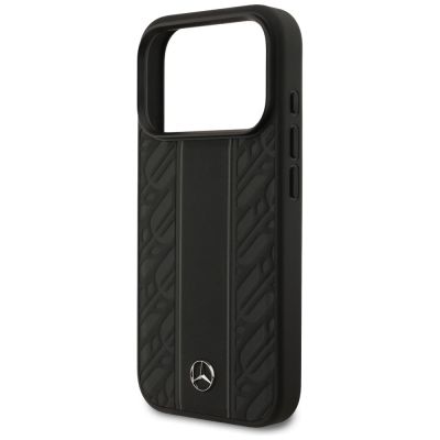 6. Mercedes Leather Laurel Leaves Stripes MagSafe Case für iPhone 17 Pro - Schwarz