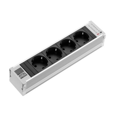 Rittal DK 7856.100 4-fach Steckdosenverteiler, Innenteil aus Aluminium, Schwarz