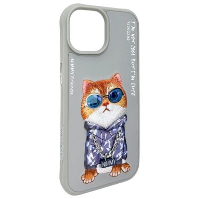7. Nimmy Glasses Cool Cat iPhone 15 Hülle - Grau