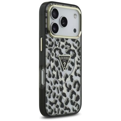 4. Guess Leopard Glitter MagSafe Hülle für iPhone 17 Pro - Schwarz