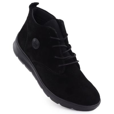 8. Damen-Lederstiefeletten aus schwarzem Veloursleder Rieker Z0022-00