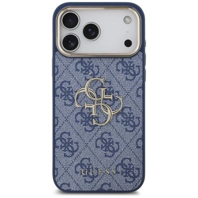 3. Guess 4G Big 4G Classic Logo Hülle für iPhone 18 Pro Max / 17 Pro Max – Blau und Gold