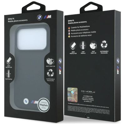 8. BMW M Quadrille Kevlar Metall Logo MagSafe Hülle für iPhone 17 Pro Max / 18 Pro Max - Schwarz