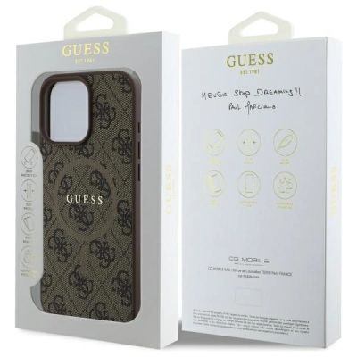 8. Guess 4G Ring Classic Logo MagSafe-Hülle für iPhone 16 Pro Max – braun