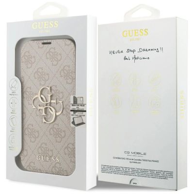 7. Guess Book 4G Metall-Logo-Hülle für iPhone 18 Pro / 17 Pro – Pink