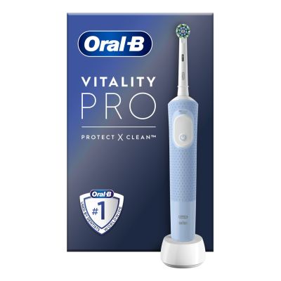 3. Oral-B Vitality Pro Zahnbürste für Erwachsene mit rotierender und pulsierender Bürste, Grau/Weiß