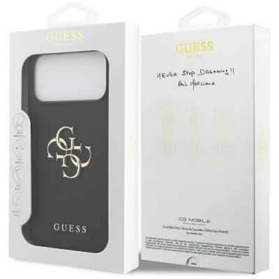 8. Guess Grained Big 4G & Classic Logo Hülle für iPhone 17 Pro Max - Schwarz