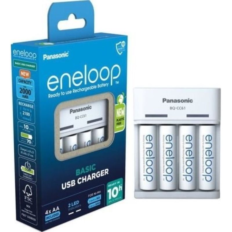 PANASONIC BASIC USB-LADEGERÄT + 4x AA ENELOOP 2000 mAh
