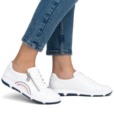 5. Damen-Ankle-Boots aus Leder mit Reißverschluss, weiß, Rieker 42424-80