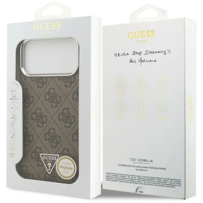 8. Guess 4G Triangle Logo MagSafe Hülle für iPhone 18 Pro Max / 17 Pro Max – Braun & Silber