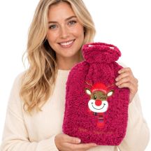 Weihnachts-Gummi-Wärmflasche 2L Rot