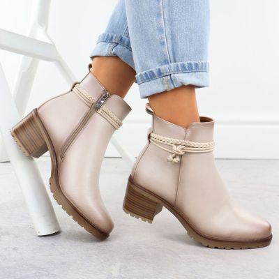5. Beige gefütterte Damen-Ankle-Boots Potocki Z25-SZ12690